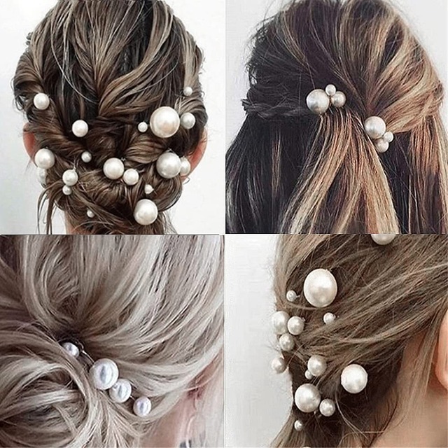 YFFSFDC Ｕピン ヘアピン パール 36個セット 結婚式 卒業式 入学式 髪飾り ヘッドドレス 和装 アレンジ 和装 撮影