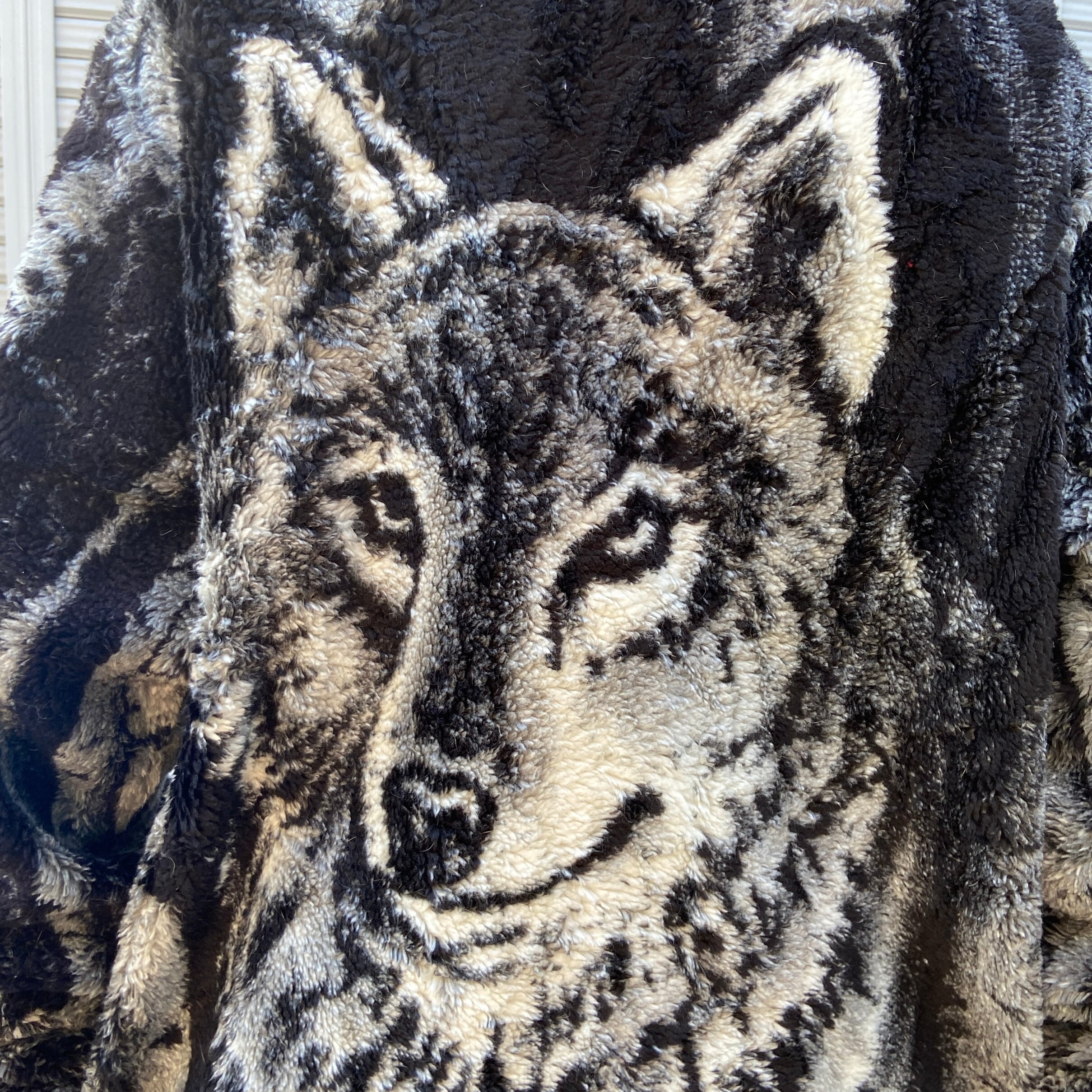 USA製 狼 アニマル柄 総柄 ボアフリースジャケット メンズM 古着  