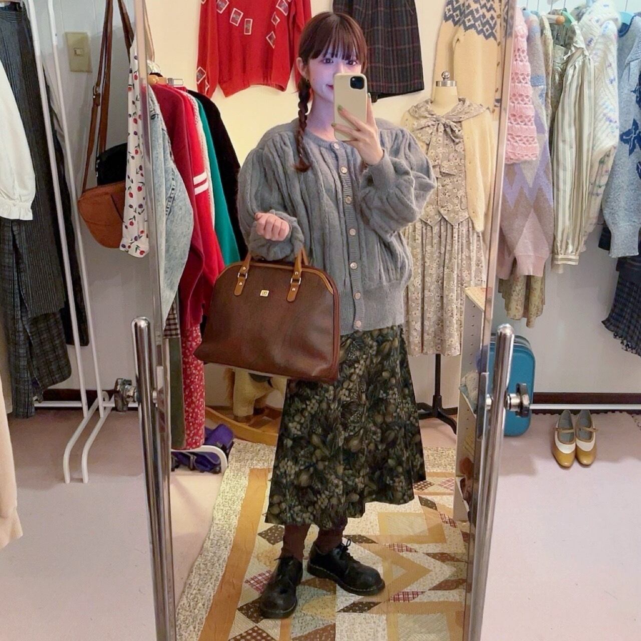 la france green flare skirt