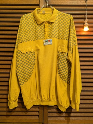 80s German Yellow Checkerd Pattern Pullover