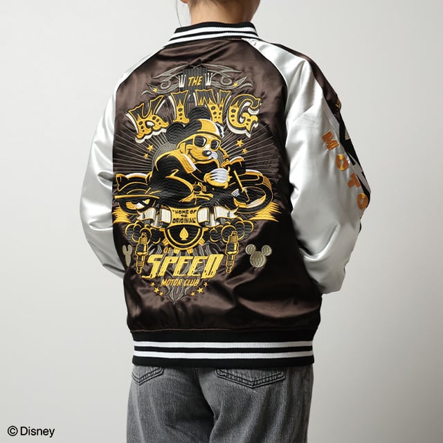 キャラジャン】 ディズニー ミッキー キングモーター スカジャン（L