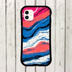 受注生産 iPhoneケース ピンクと青の鮮やか墨流し｜紙マーブリング MARB006D