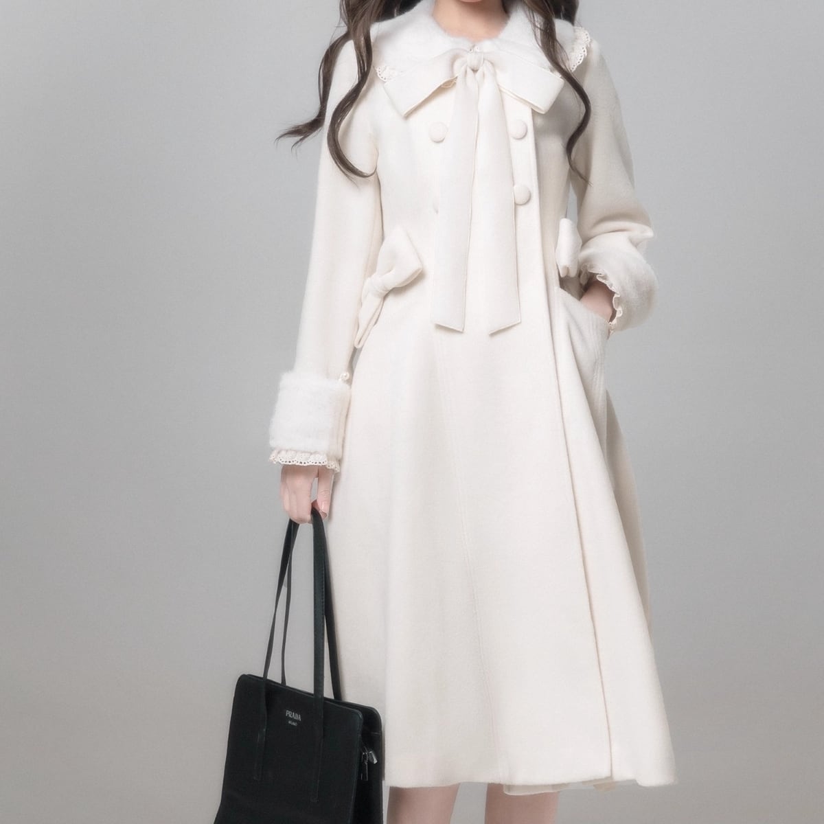 ガーリーホワイトダブルブレストコート | Maiden's Rêve