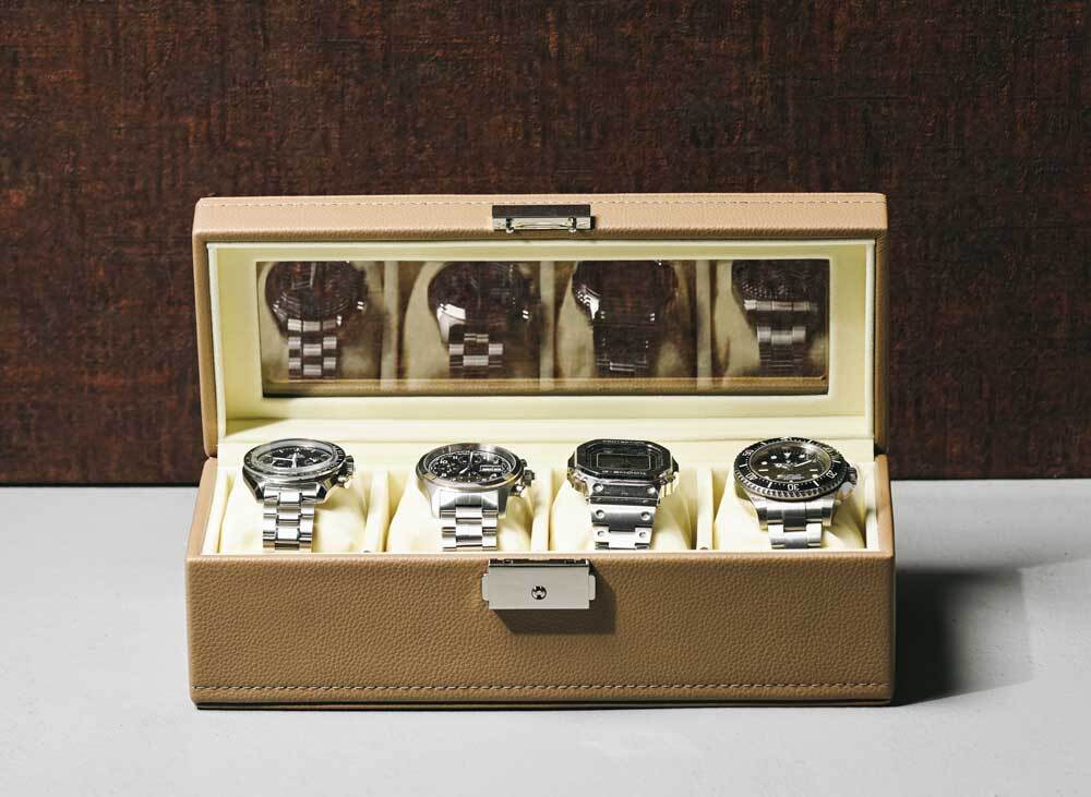 時計ケース4本収納 ウォッチケース4本収納 合皮貼り 1個単位 ES-83520