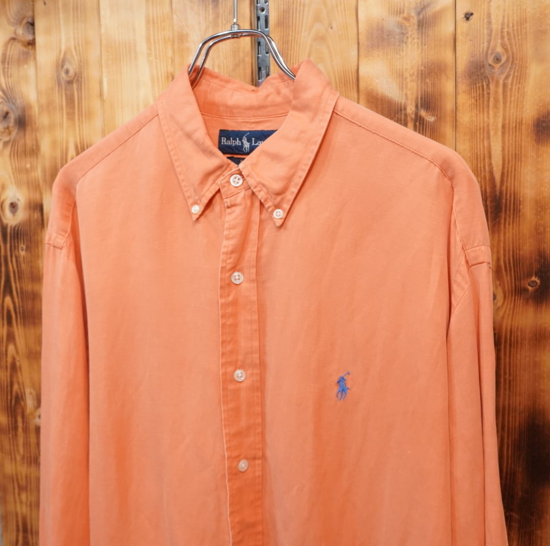 90s Ralph Lauren BLAKE シルク リネン 長袖シャツ 90s ralphlauren blake シルクリネン 長袖シャツ L/ラルフローレン