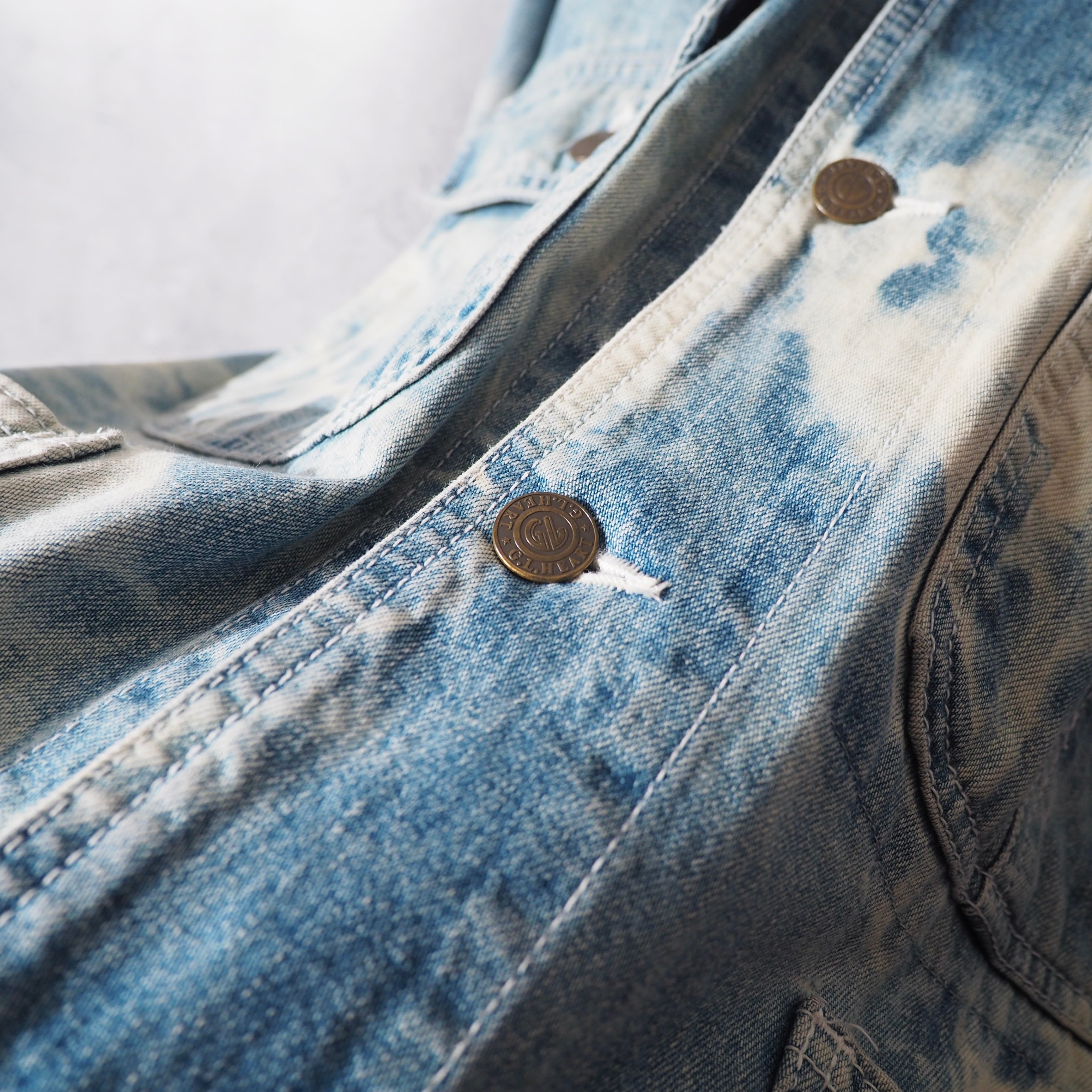 1990s " 白雷 " Bleach dyed vintage loose Denim jacket