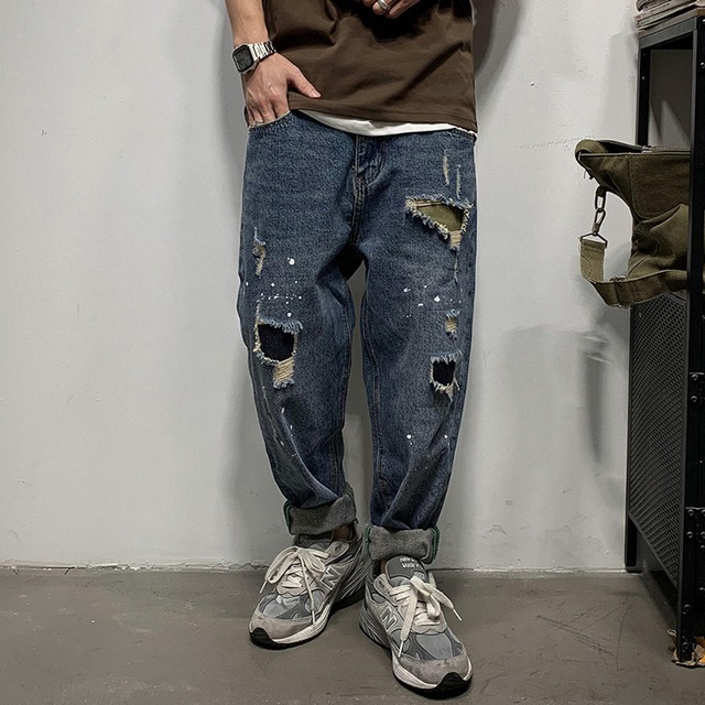 ジーンズ クロップドワイドレッグパンツ ストリート ワイドパンツ Xu_Tailang61323237594