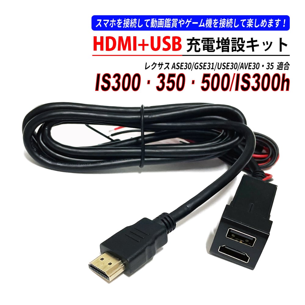 IS300・350・500 IS300h USB充電ポート HDMI入力 タイプD 純正スイッチホールにビルトイン 22.3mm×22.3mm  seacross