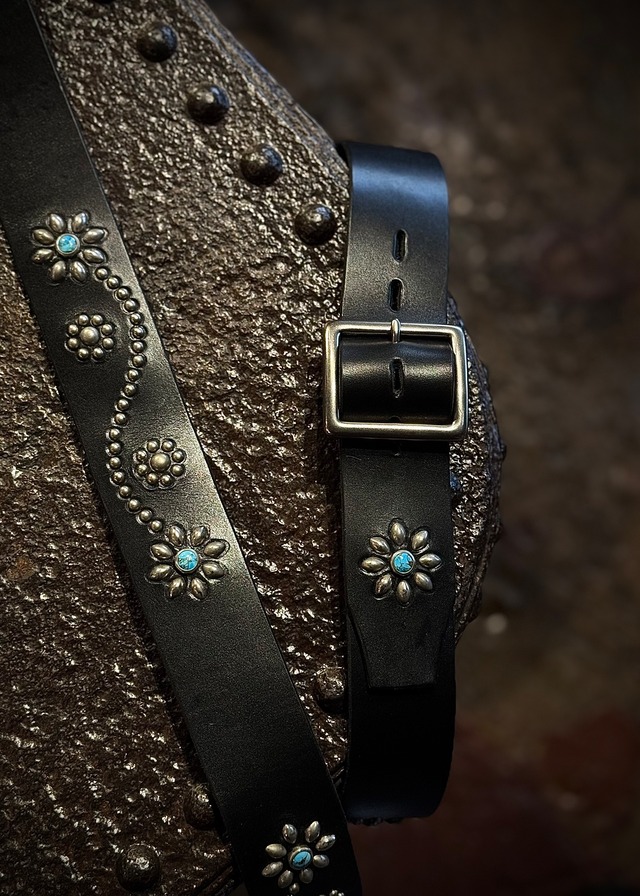 FULLCOUNT × HTC　Turquoise Flower Studs Belt by Zip Steevenson HTC　6214HTC