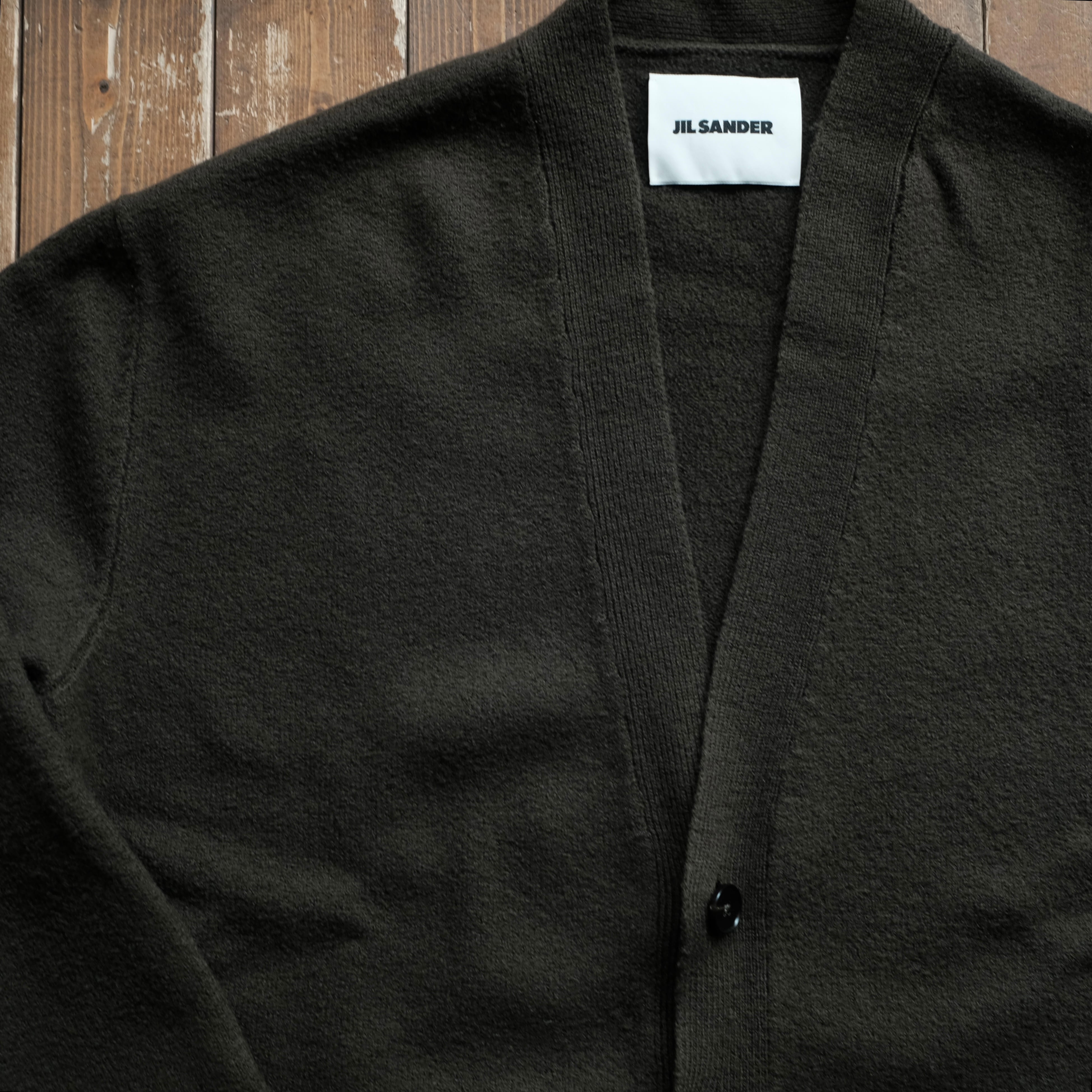 JIL SANDER MERINO BOILED WOOL CARDIGAN 46 | safarionline