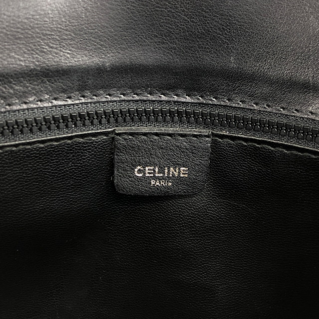 CELINE セリーヌ ショルダーバッグ ブラック×ブラウン ブラゾン型押し PVC レザー フラップ vintage ヴィンテージ オールド f8fsrs