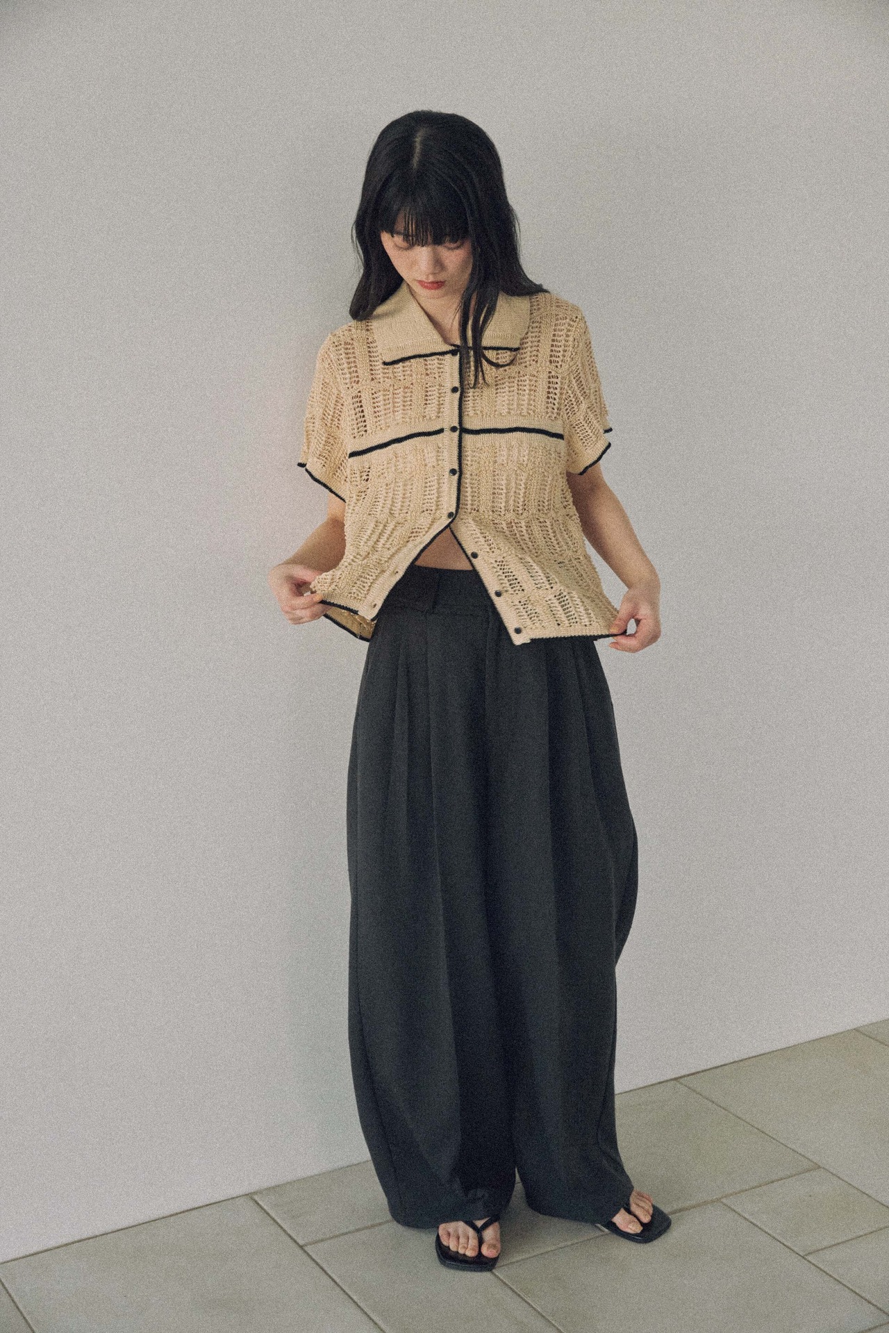 DU260500 Summer Mesh Knit Line Cardigan