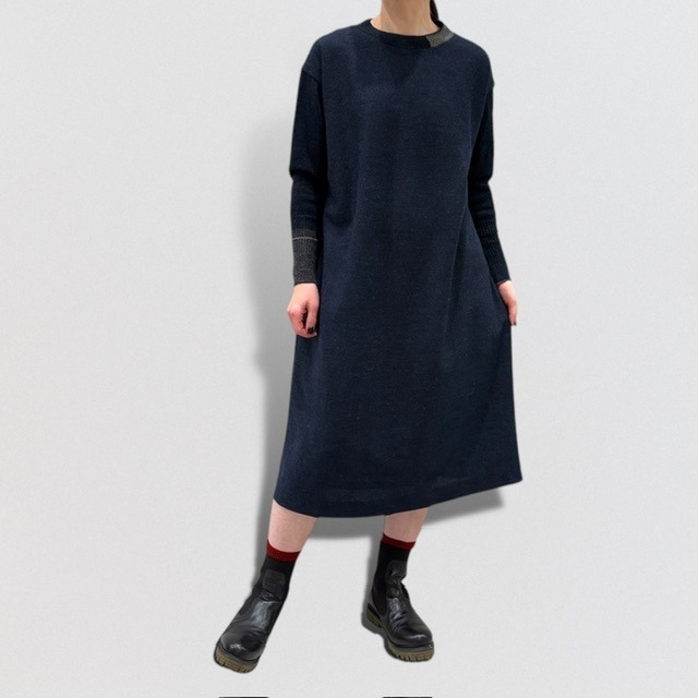 nume wool knit sleeve herringbone collar one piece