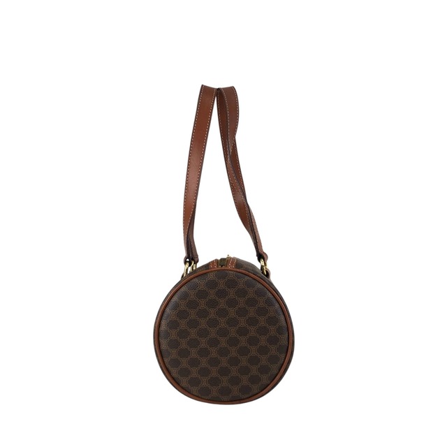 CELINE セリーヌ マカダム ショルダーバッグ ブラウン ブラゾン型押し PVC ロールバッグ vintage ヴィンテージ オールド us8d3n