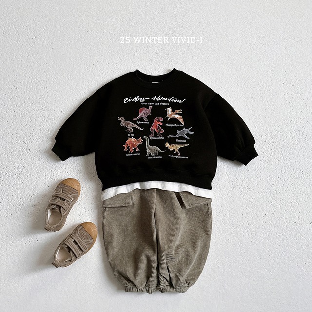 [即納M/L]≪VIVID-I≫Fleece Mini Dinosaur Sweatshirt black55