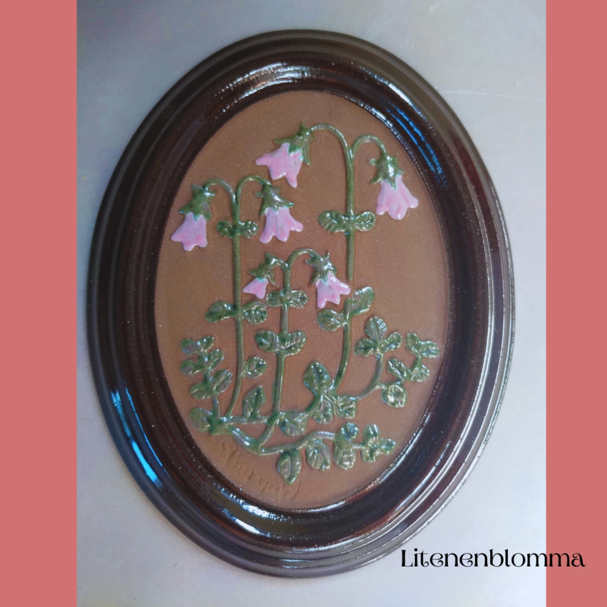 北欧【リネア】ヴィンテージ花の陶板 （オーバル型） | litenblomma
