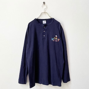 90年代 USA製 anvil ミッキーマウス ヘンリーネック ロングTシャツ 日本 L〜 LL　L348