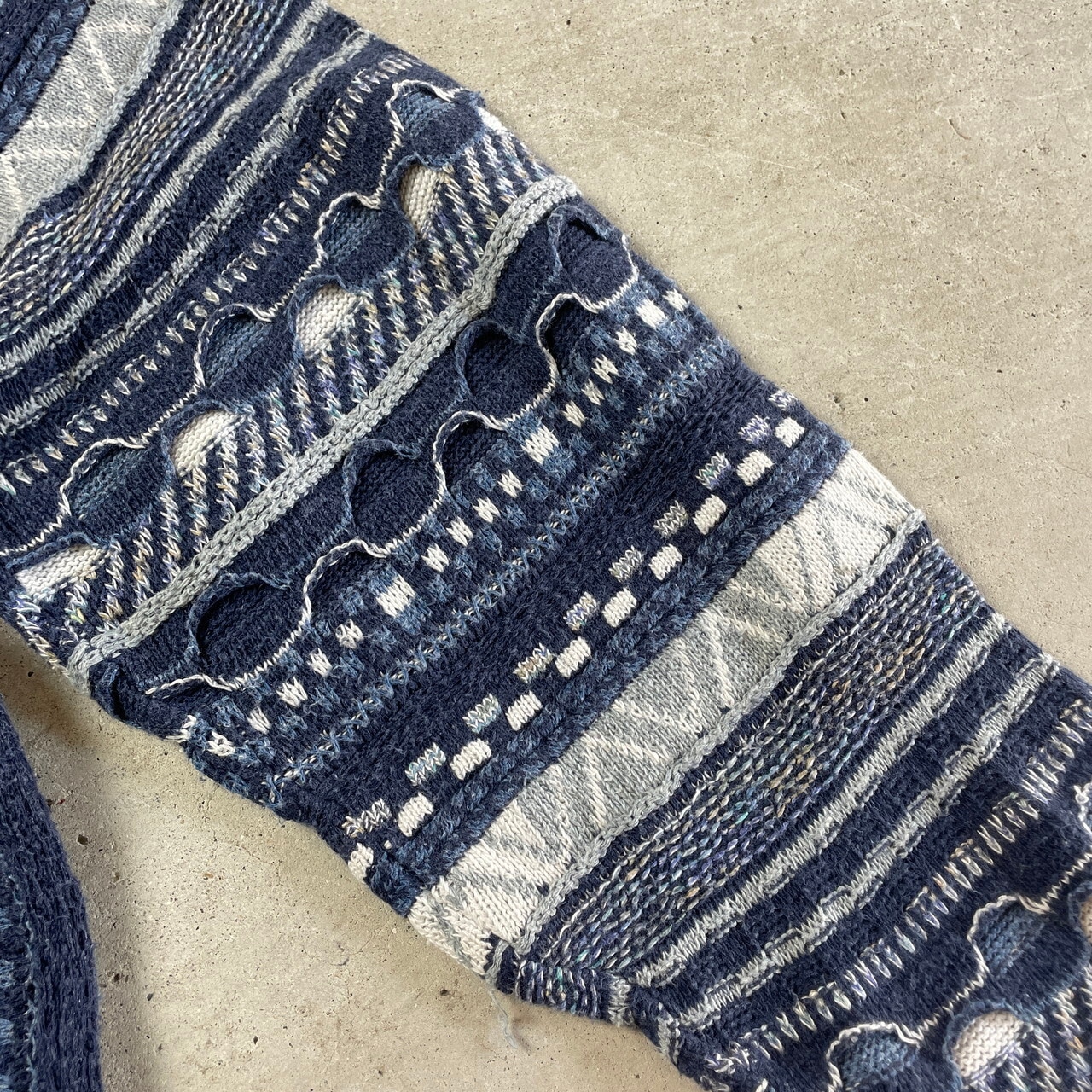 FLORENCE TRICOT クージー風 3Dニット 総柄 コットンニットセーター 
