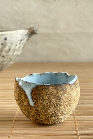 内藁灰釉砂化粧 酒盃　村上躍　作　MY2602_01
