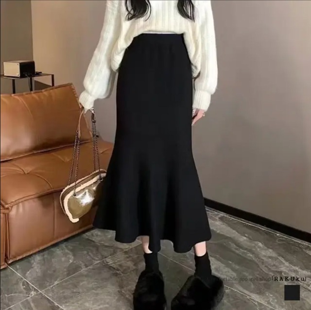 ニットマーメイドスカート 秋 冬 ブラック (レディースファッション通販)
