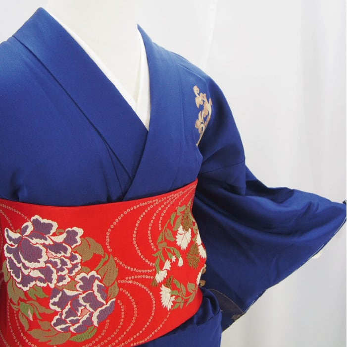 0750］訪問着 美品 腐っ 草花流水文様 金彩 正絹 着物 袷