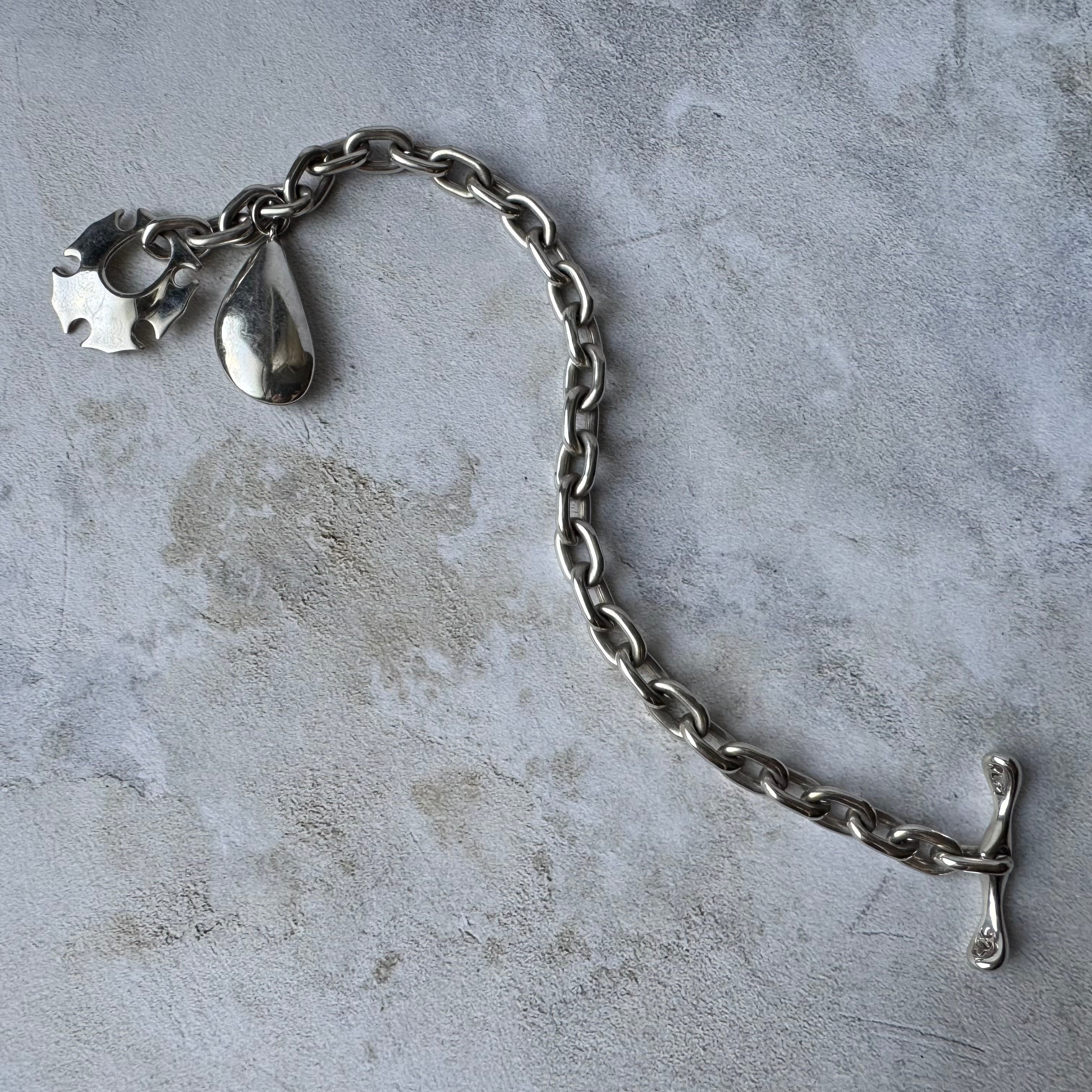 Vintage Shell Charm Link Bracelet Silver925 Made in Mexico