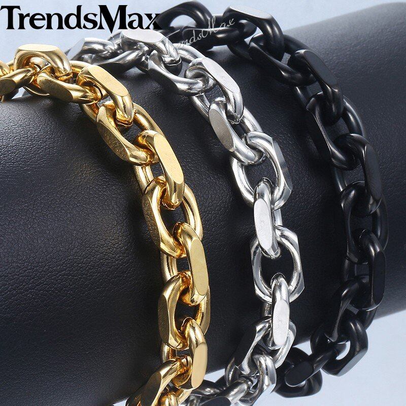 送料無料】 メンズ ブレスレット 9mm ステンレス ケーブル チェーン