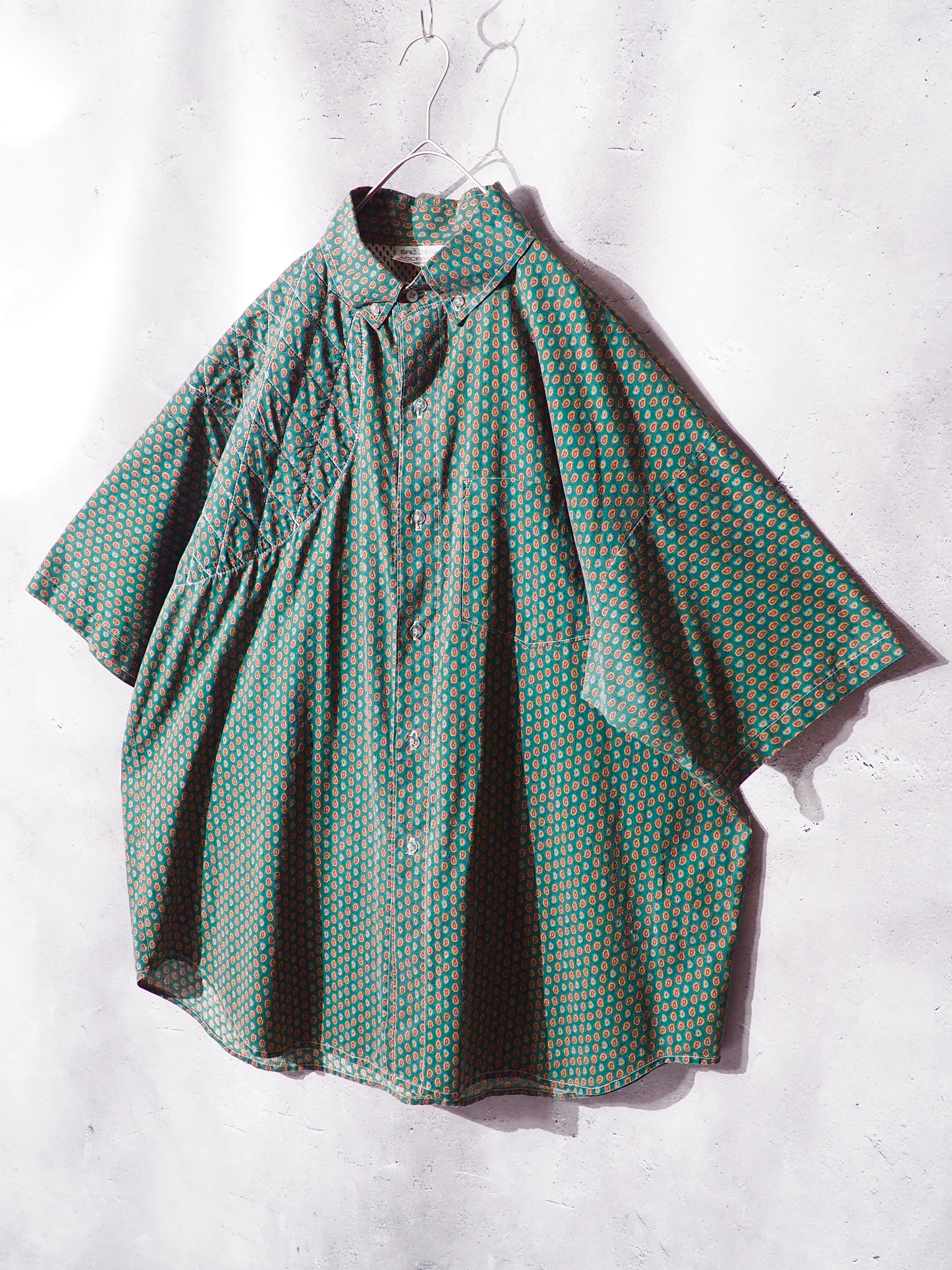 1990s Dull Green × Paisley pattern Vintage loose Hunting shirt