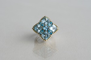 Blue Topaz Caviar Ring