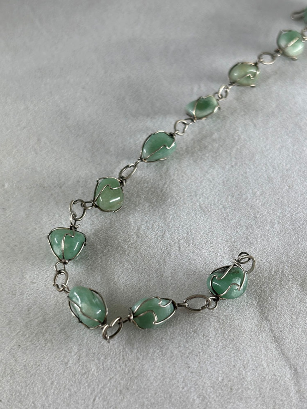 ブレスレット　グリーンストーン　ワイヤー 緑色石　　19acj4