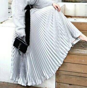 ★★送料無料★フリ－☆シフォンロングプリ－ツスカ－ト(SKN9483) 