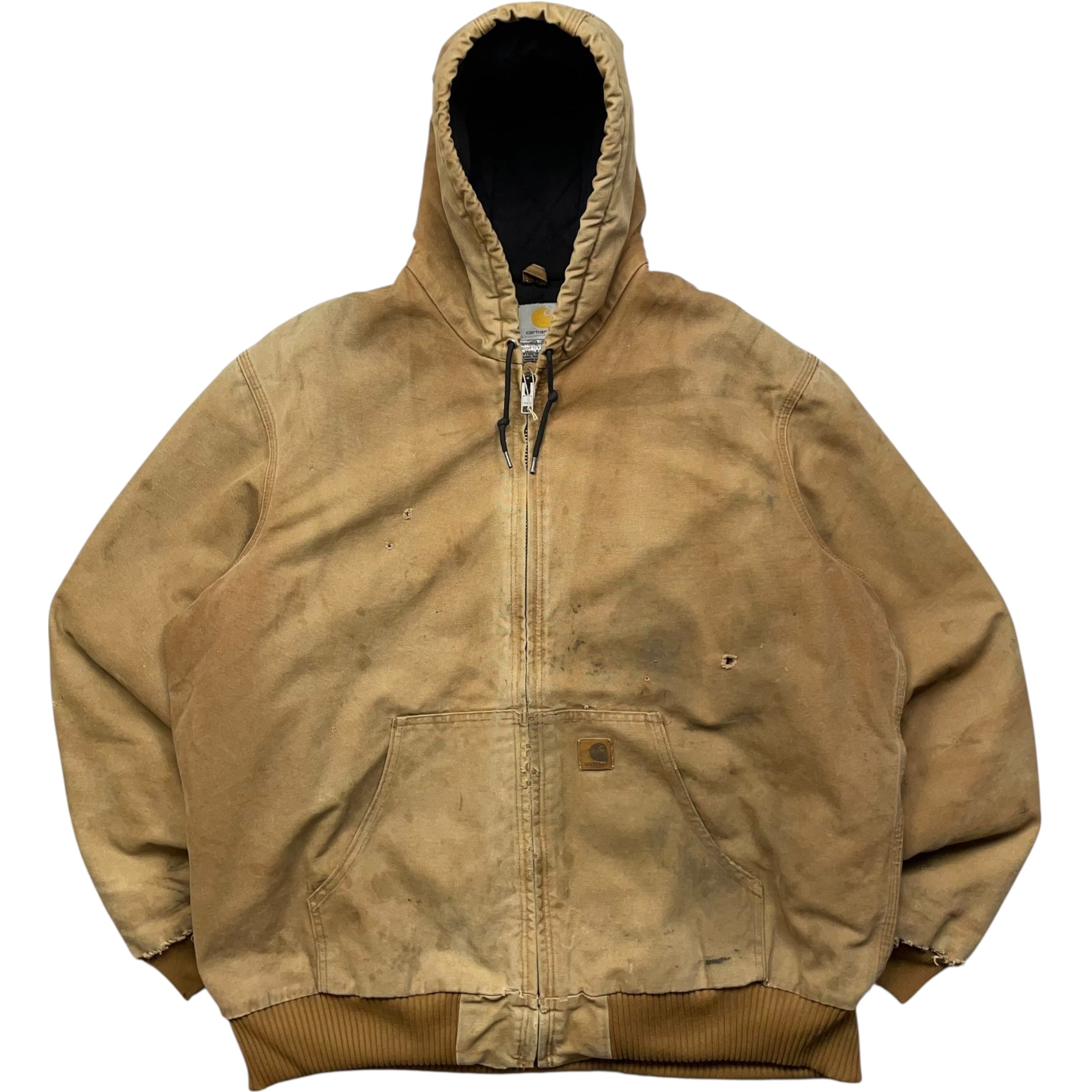 《XL》 Carhartt カーハート ダックジャケット アクティブジャケット ブラウン ダメージ フェード 雰囲気 キルティング BOEL no.8754
