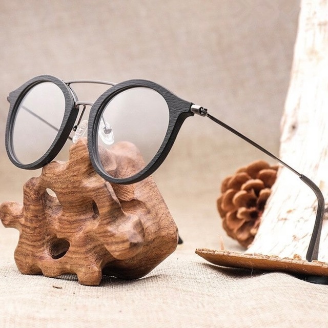 【TR0132】Wood grain glasses - Boston × Metal（木目とメタルのボストンメガネ）