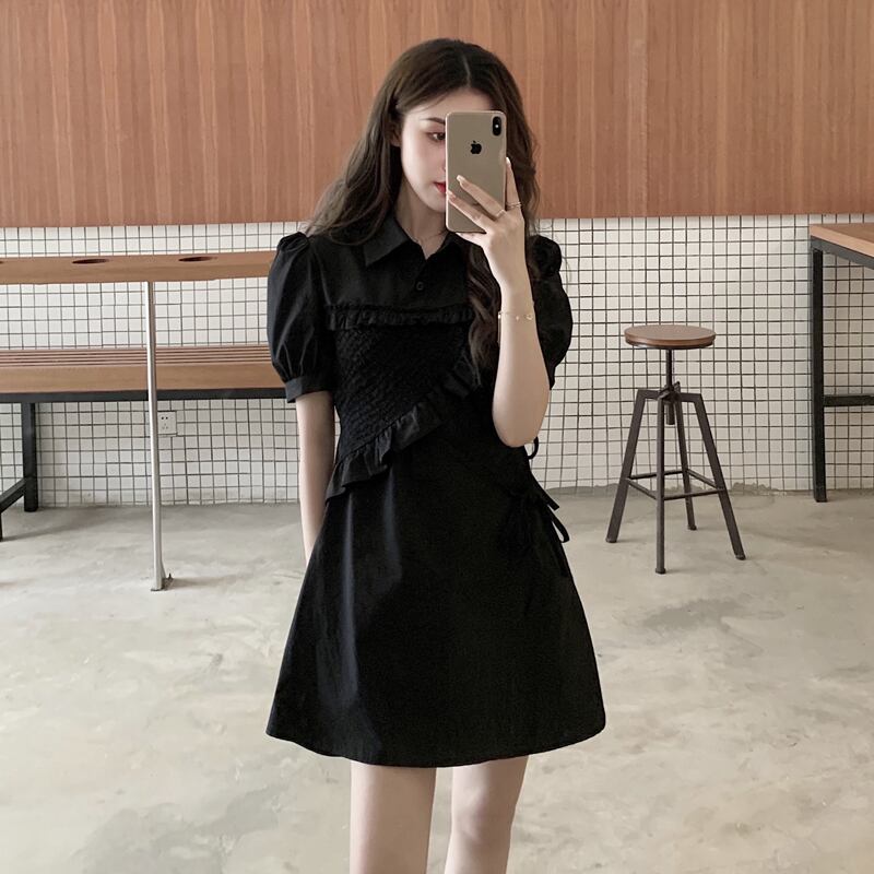 スリーブブラックドレス サマースタイルショートスカート 夏物 スーパーモール75477399092