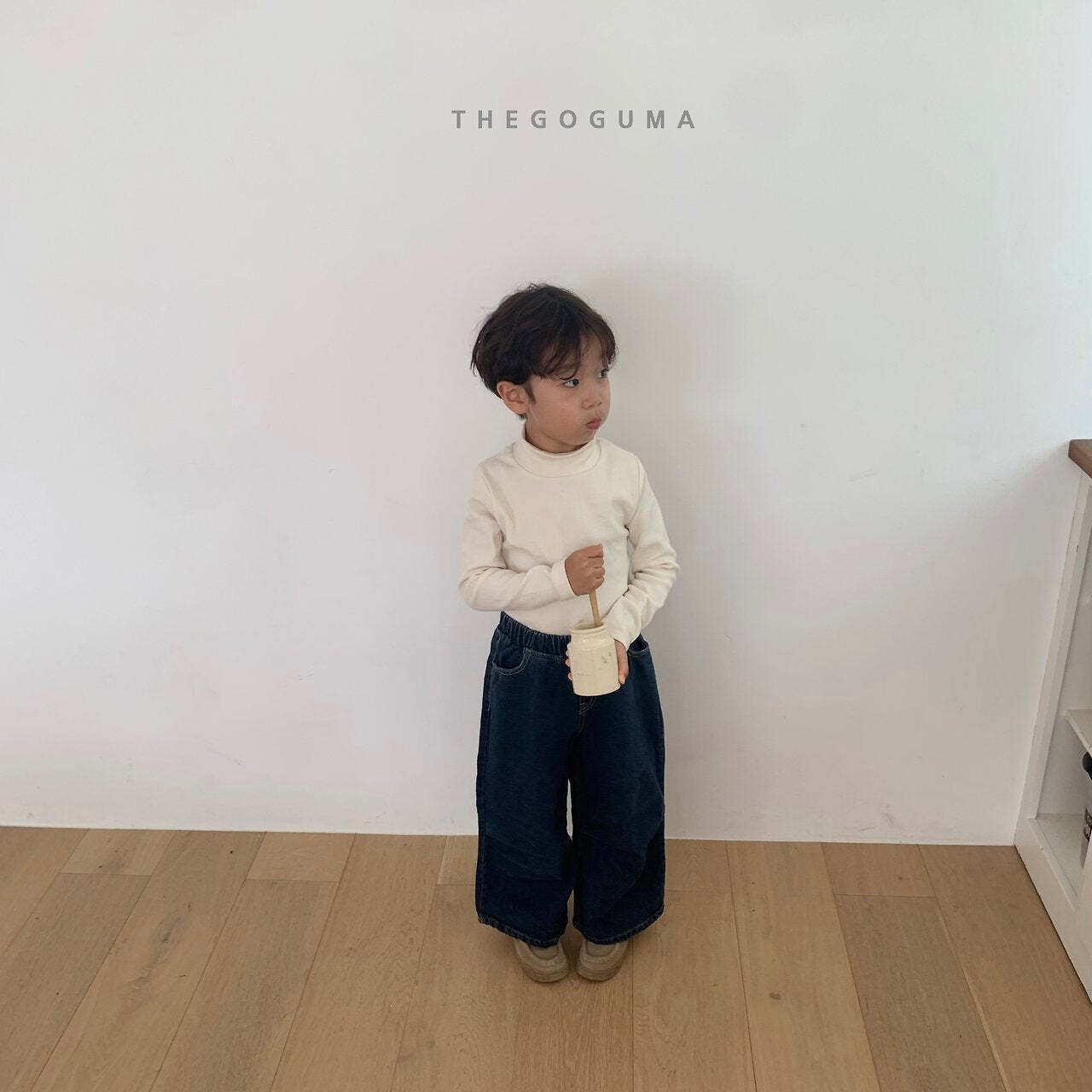 【取寄】THE GOGUMA ポイントタック裏起毛デニムパンツ|冬服|韓国子供服