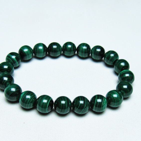 マラカイト ブレスレット 10mm 一点物 メール便可 [M便 1/10] 111-40389