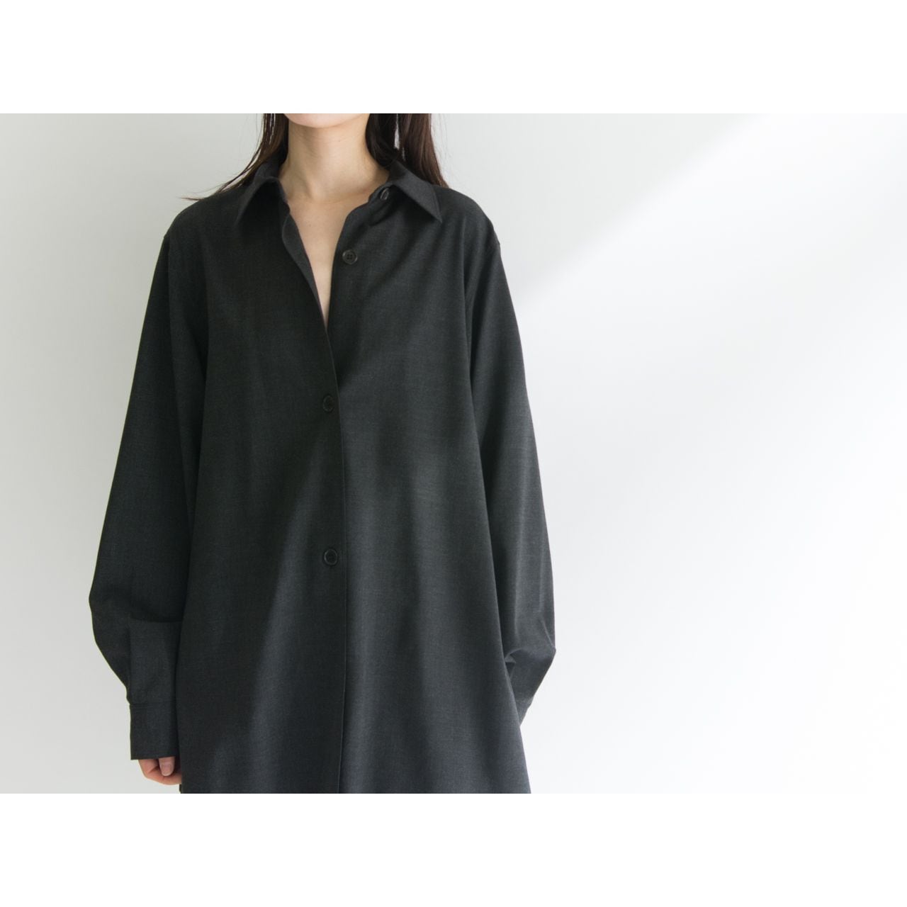 【MaxMara】Made in Italy stretch wool long blouse（マックスマーラ イタリア製 ストレッチウールロングブラウス シャツ）5c