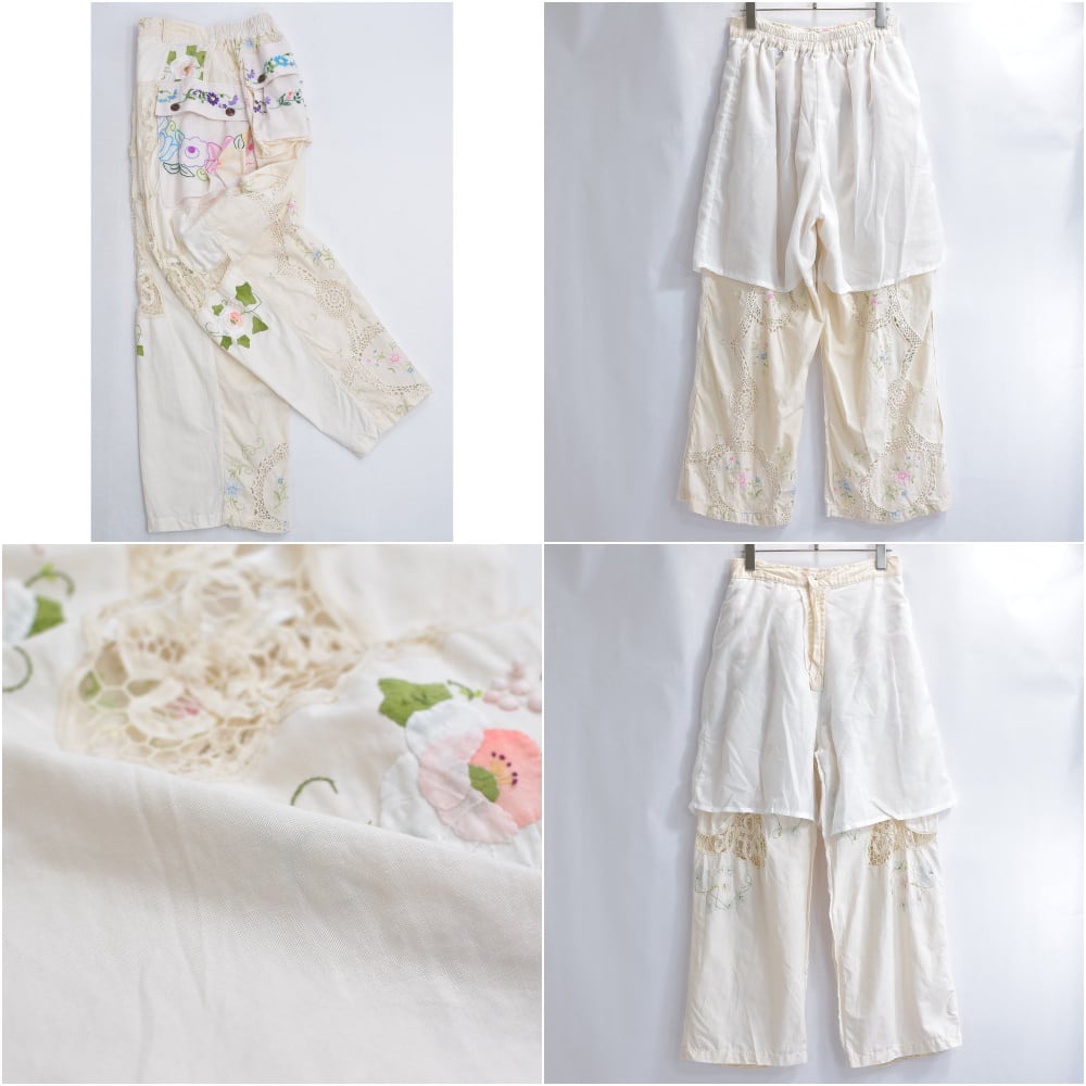 Remakeリメイク 再構築 パッチワーク&フラワー刺繍 デザイン