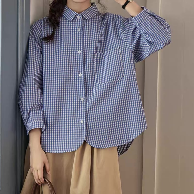 チェック柄ドールカラーシャツ M1051