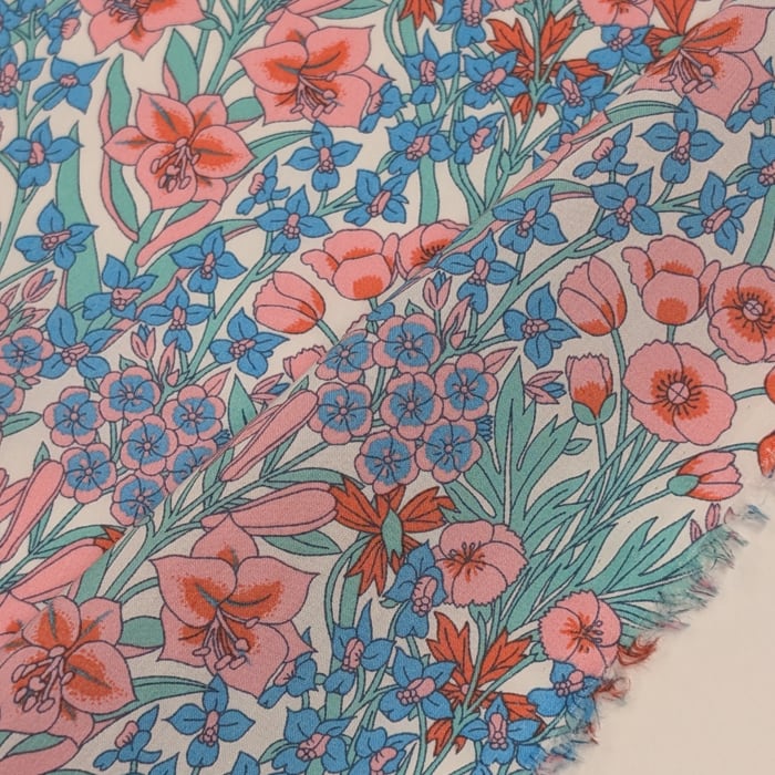 説明欄確認要◆輸入 リバティ LIBERTY タナローン Mountain Primrose マウンテン・プリムローズ コーラルピンク/スカイブルー 約130×50cm