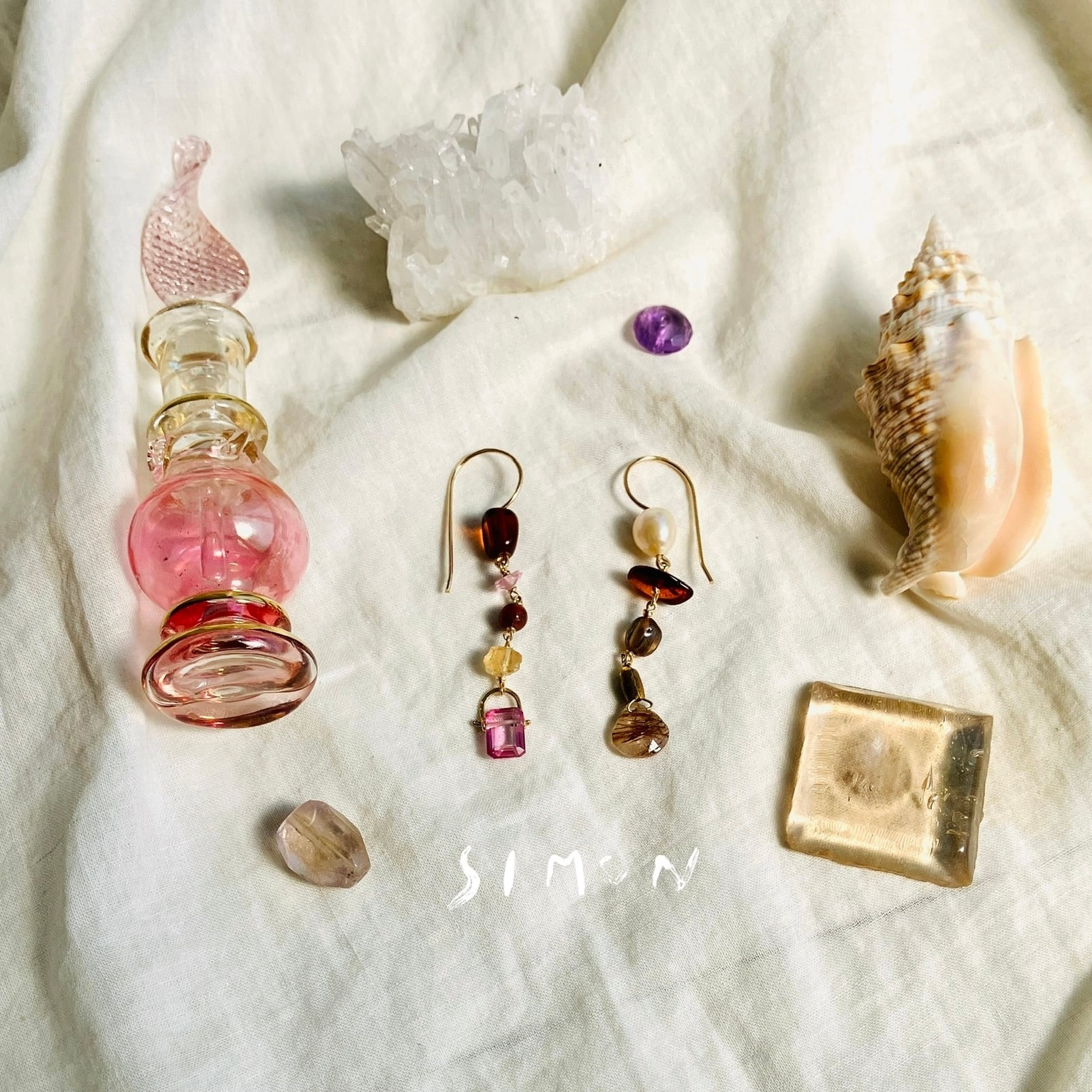 Dusk light 暮れなずむ陽 K14gfフックピアス 1点もの | simon