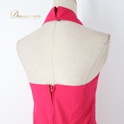 フラダンス 衣装 Pukalani Fashion プカラニファッション ワンピース ピンク系 花 花柄 葉っぱ柄 フリル 襟 袖なし かわいい 鮮やか セクシー ハワイアンプリント アロハ フラ ダンス ダンス衣装 イベント ステージ