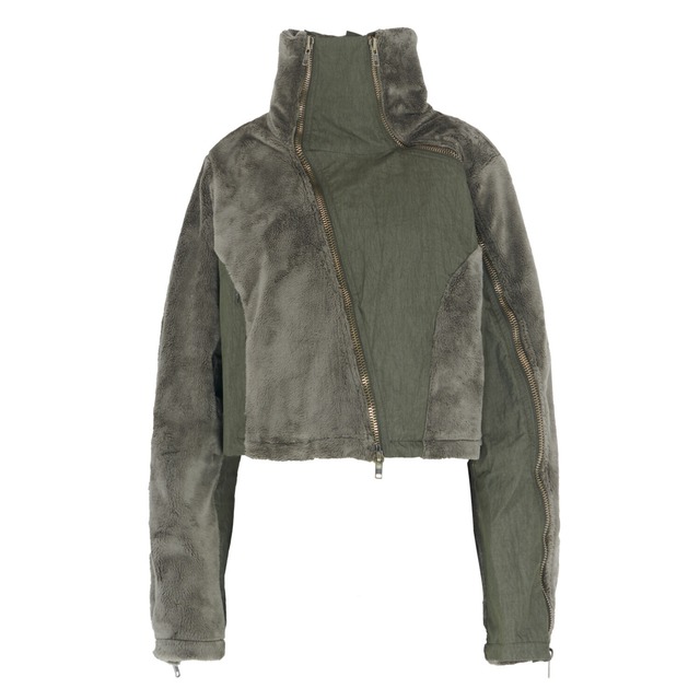 [SURGERY] surgery cross zip crop fleece jacket 'khaki' 正規品 韓国ブランド 韓国通販 韓国代行 韓国ファッション sur8ery サージェリー 取扱店 日本 店舗