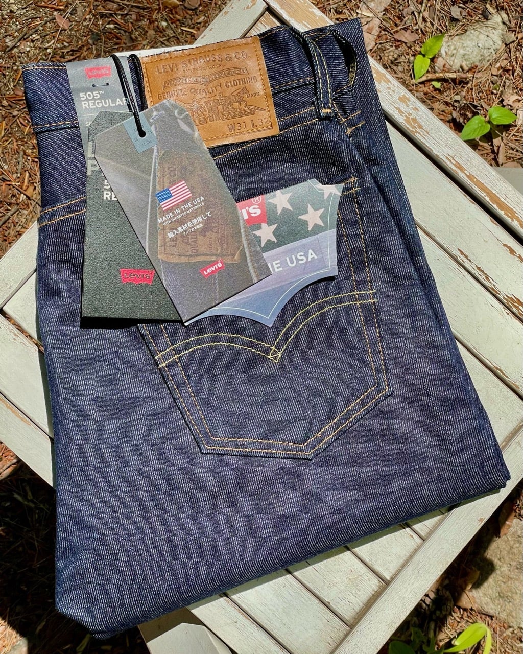 新品 LEVI'S 505 MADE IN THE USA セルビッジデニム リジット W31-L32