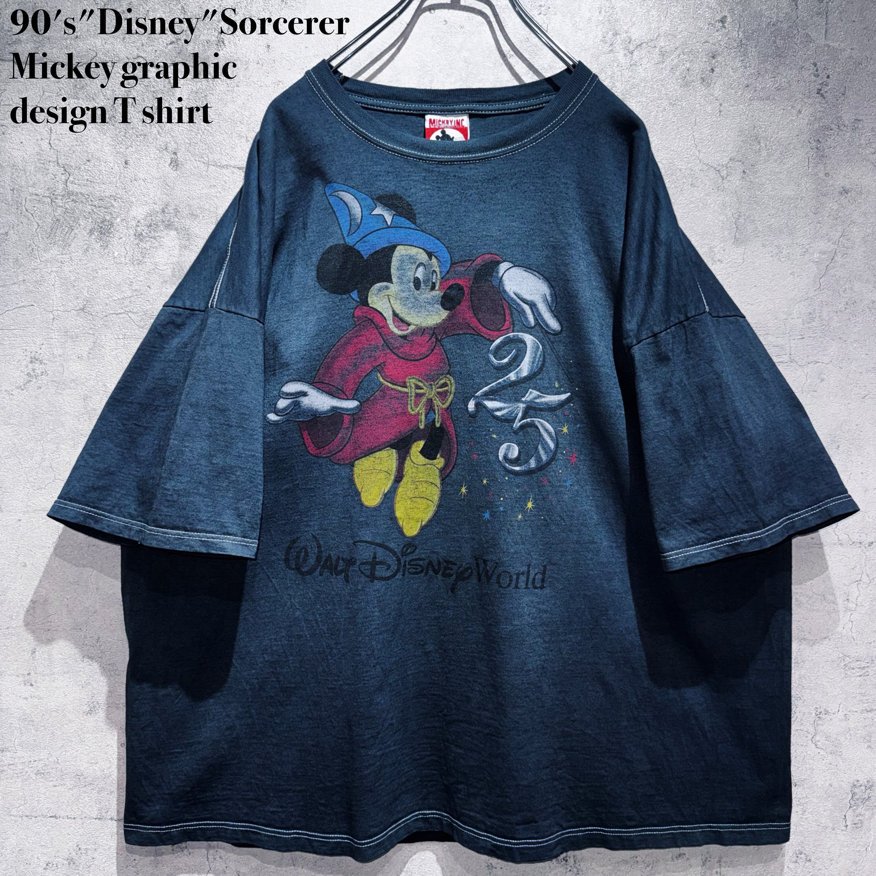 90's"Disney"Sorcerer Mickey graphic design T shirt