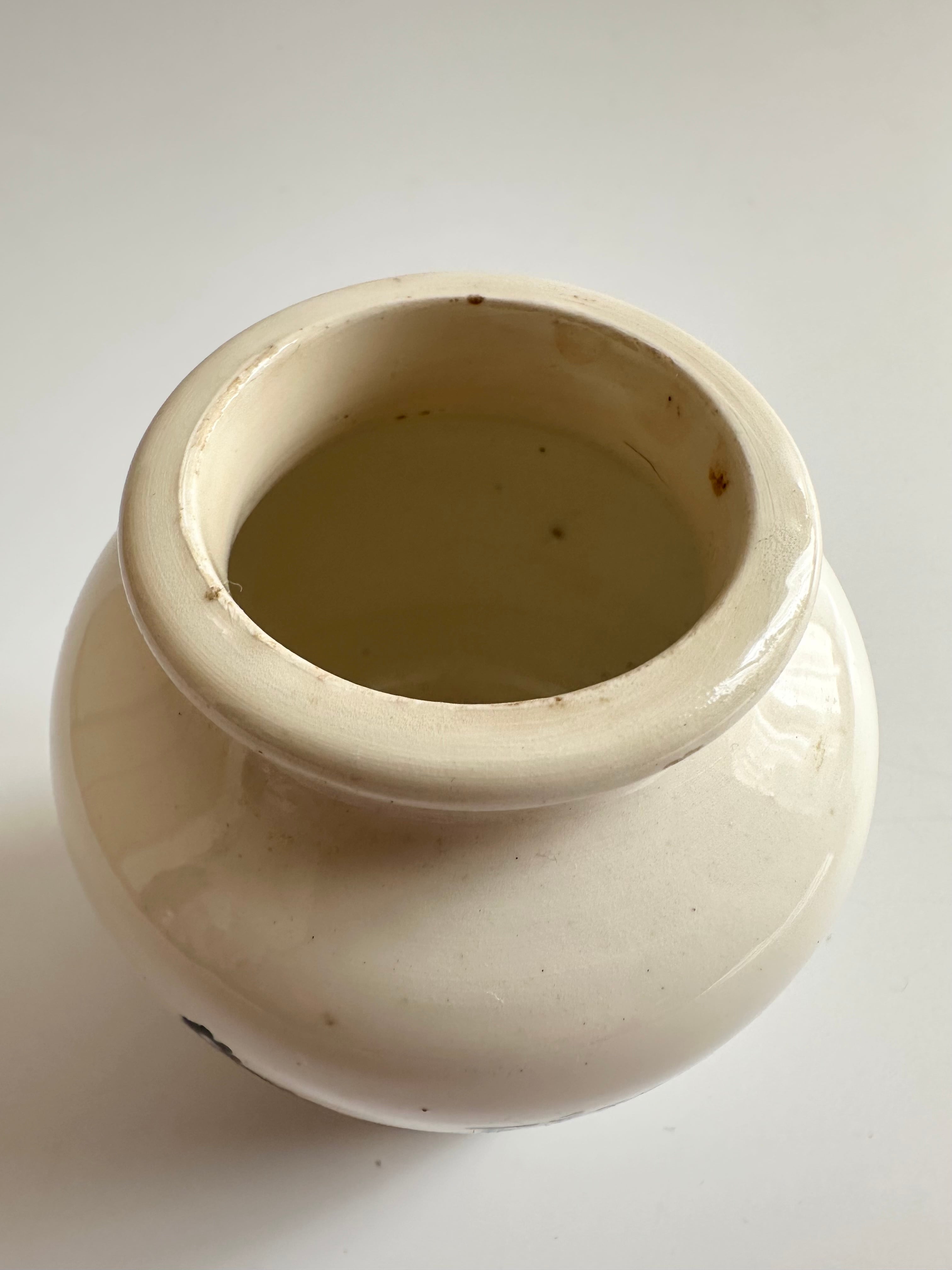 フランス アンティーク サルグミンヌ 古い陶器の小さなマスタード