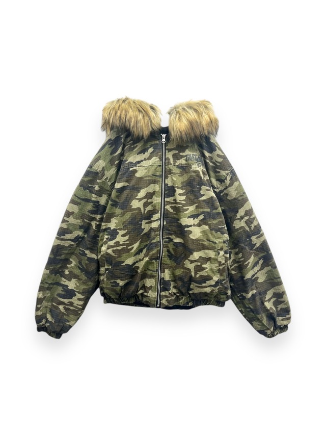 【PLANET STUDIO】camouflage fur down jacket