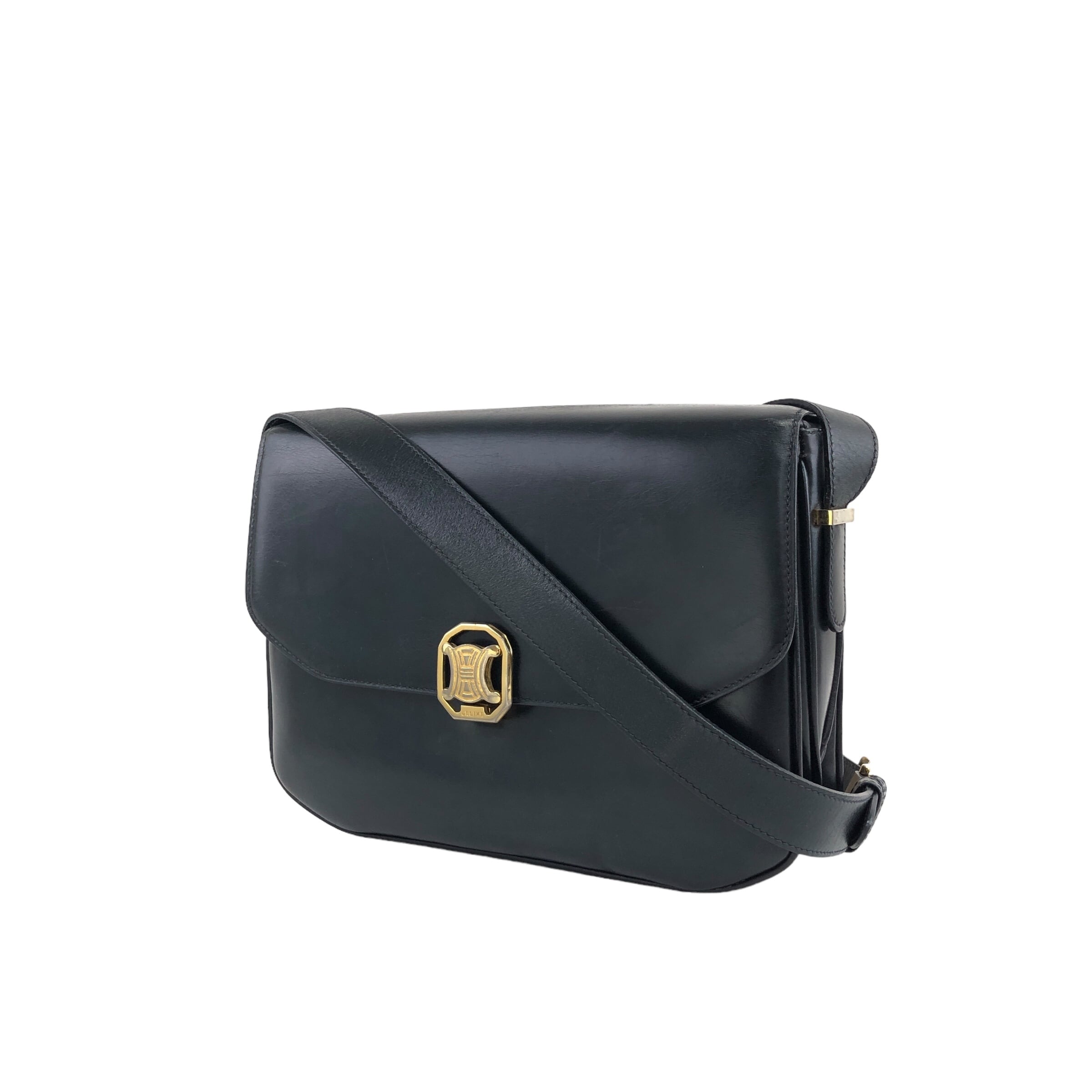 CELINE セリーヌ ショルダーバッグ ダークネイビートリオンフ レザー