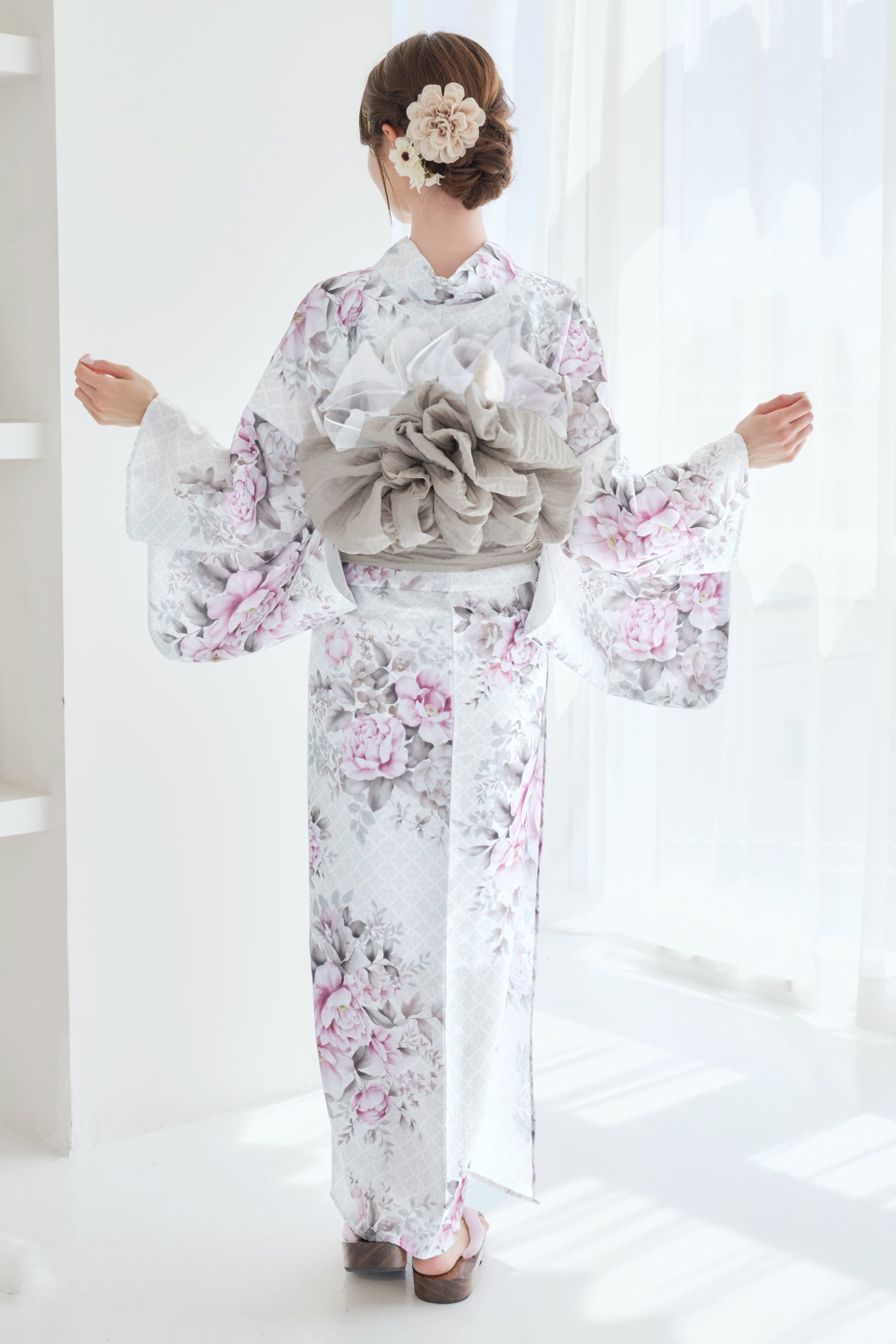 高級浴衣4点set撫子色の恋花あそび【兵児帯ラメサンド】Y5-22