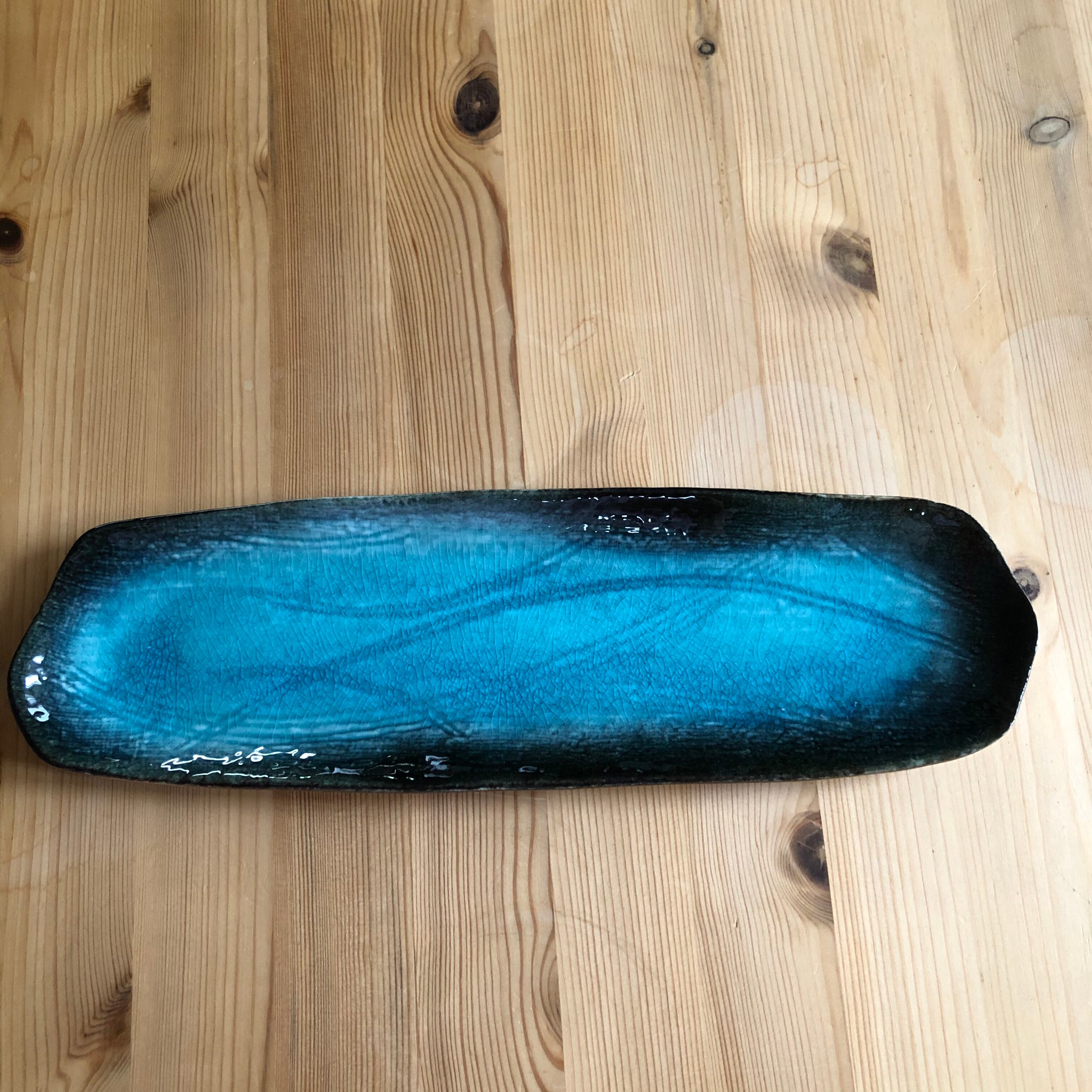 均窯スカイくし目長皿